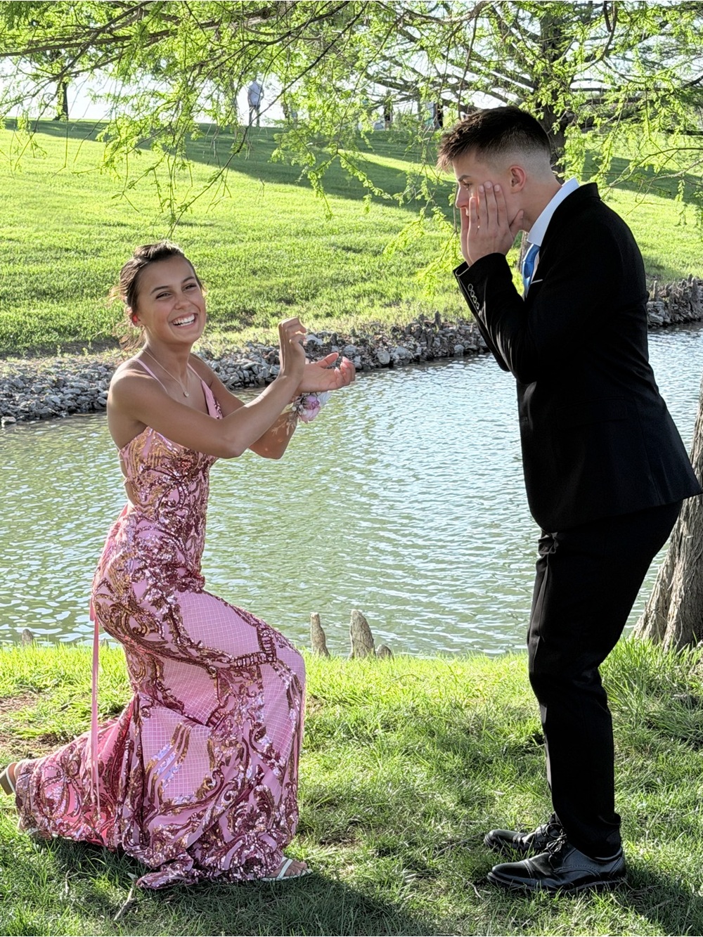 Mori Lee Pink Sequined Prom Dress - Picture 8 of 8